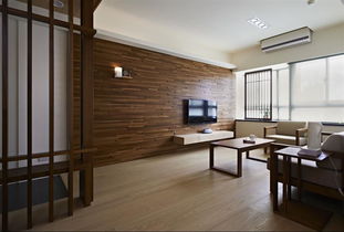 日式客厅原木电视背景墙设计